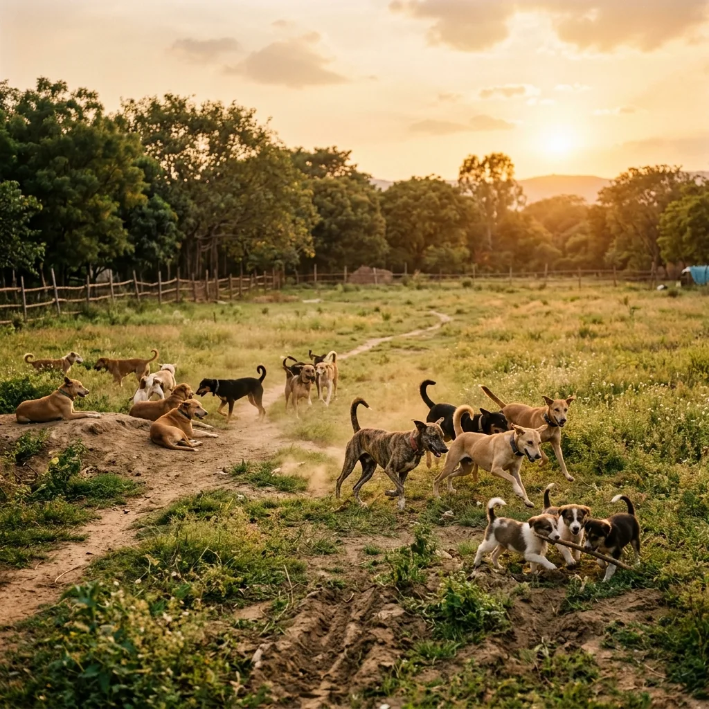 Rescued dogs at the Shri Hari Hive Animal Care Centre